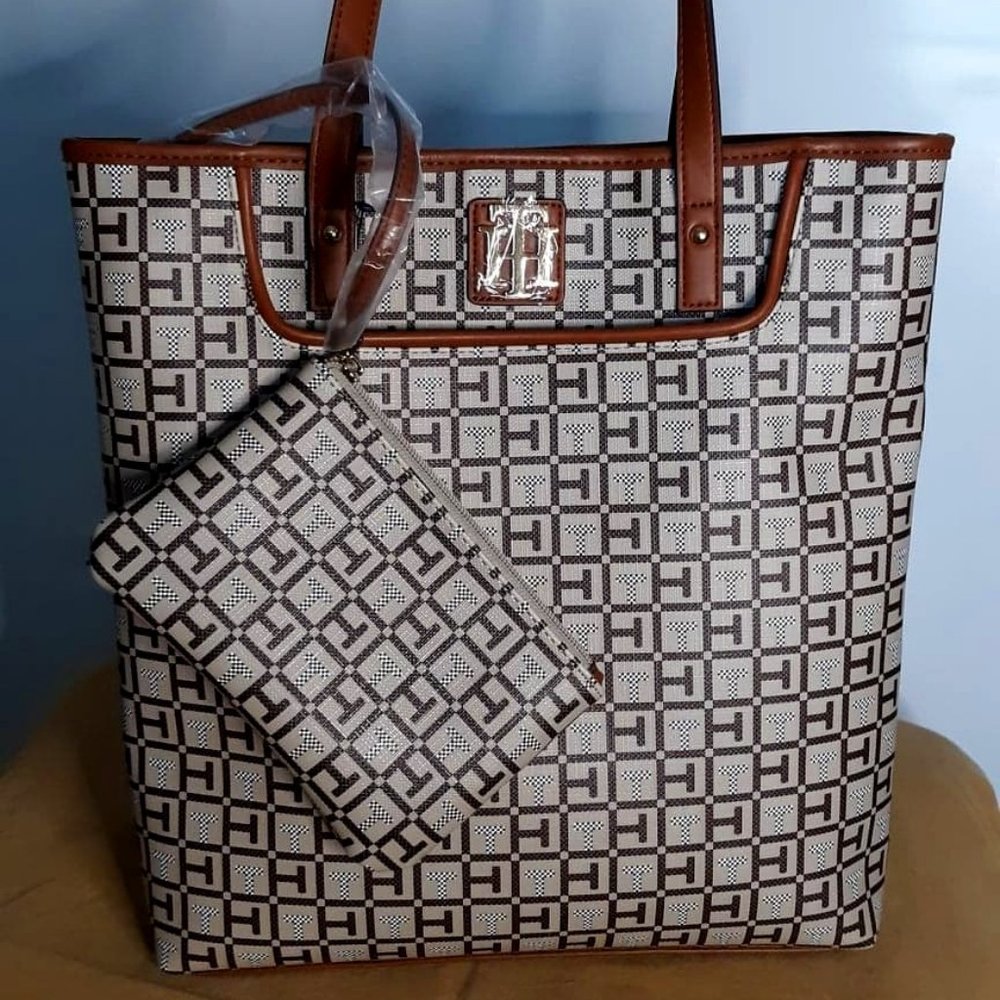 Tommy Hilfiger tote with detachable zipper pouch